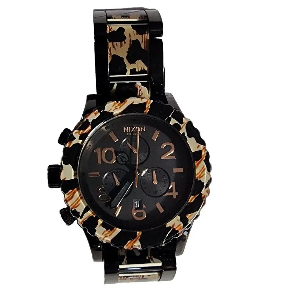 Nixon A0371153 42-20 Chrono All Black / Leopard Watch - Picture 1 of 7